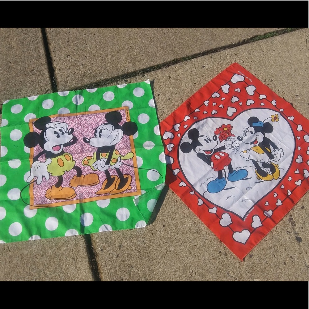 Vintage Mickey and Minnie Mouse Bandanas / Scarves